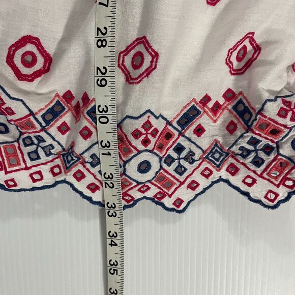 Vineyard Vines White Multi Colored Embroidered Eyelet Shift Cotton Mini Dress 0 - Picture 8 of 8